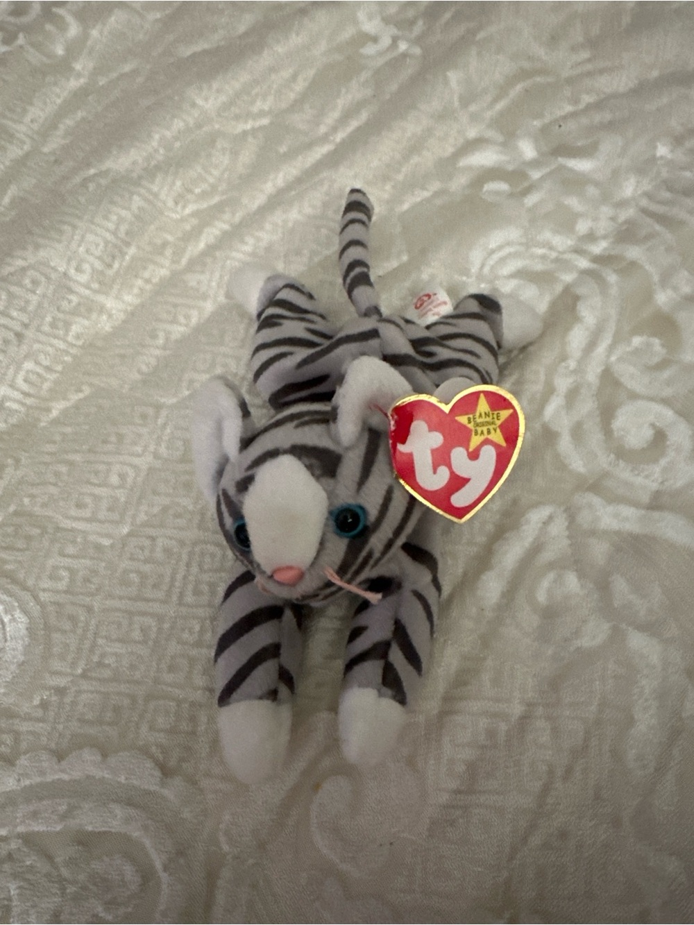 Ty Beanie Baby Prance the Cat Plush 1997 Vintage Striped Tabby with Tags